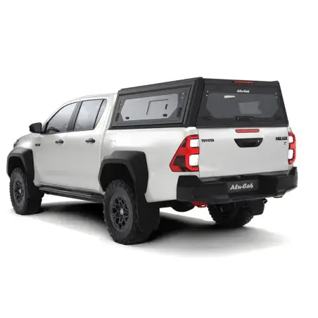 Hardtop Contour noir/ lisse avec fenêtre latérale pour Toyota Hilux Revo 2016+ double cabine Alu-Cab